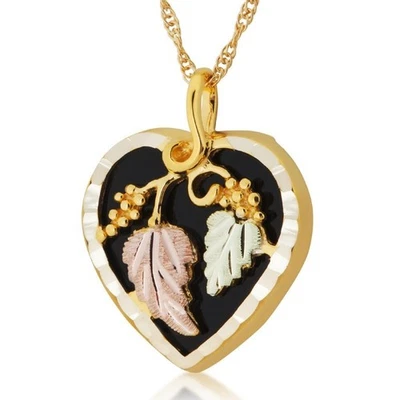 Colgante de ónix Mt Rushmore 10K Black Hills dorado en forma de corazón - ENVÍO RÁPIDO Foto 1 de 3