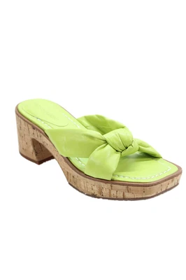 Bernardo Mujer Cuero Correa Atada Detalle Puntera Cuadrada Bloque Tacones Verde Talla 6 Foto 1 de 4