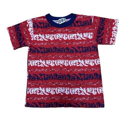 Top de Colección Cadet Club Niños L (10/12) Rojo Blanco Azul Manga Corta Rayas Hecho en EE. UU. Foto 1 de 4