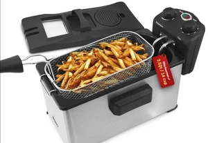 Elite Gourmet EDF-3500 14 Cup Stainless Steel Deep Fryer 3.5 Qt w/ Basket Silver - Picture 1 of 7