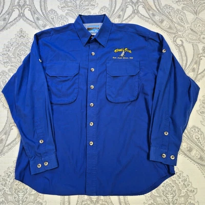 Pacific Fly Vented Fishing Shirt Men’s Large Blue Long Roll Tab Sleeves - Image 1 of 4