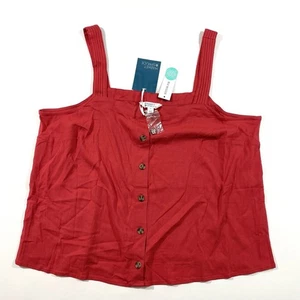 New Market & Spruce Tenley Sleeveless Button Down Tank Top Red Orange Size 1X - Picture 1 of 6