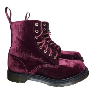 Dr Martens Page Cherry Velvet Boots Womens 11 1460 Goth Grunge Y2K 8 Eye - Picture 1 of 15
