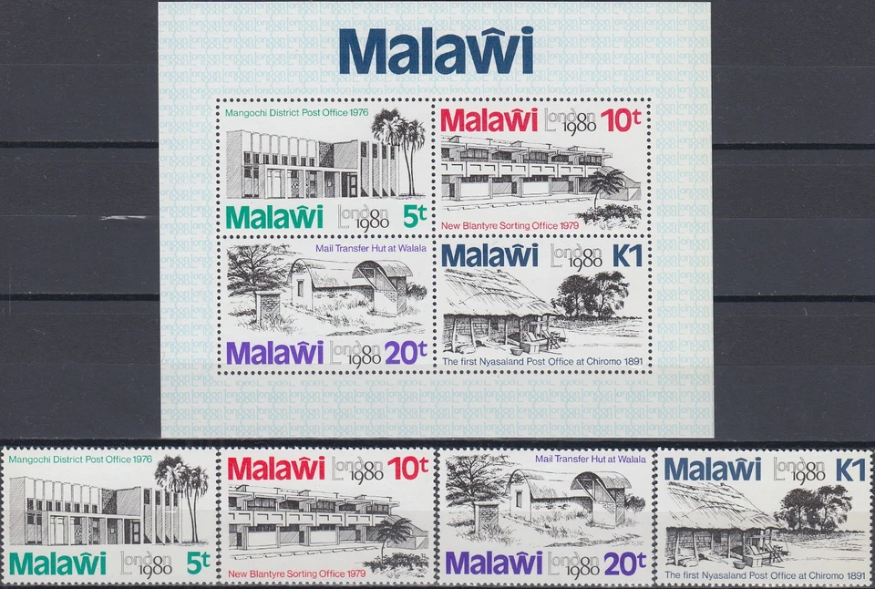 Malawi Set & S/S Londres 1980 Edificios postales 1980 MNH-8,35 euros Foto 1 de 1