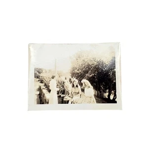 Vtg Ladies Talking in Garden Original Monochrome Photography Found Snapshot - Picture 1 of 4