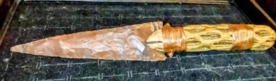One Of A Kind Knapped Stone Knife W/ Chollo Handle 10" - Image 1 of 3