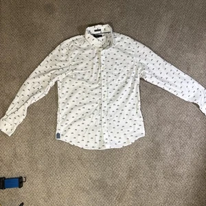 Banana Republic Untucked Fit Poplin Shirt Bicycle All Over Print Mens Sz L NWOT - Picture 1 of 16
