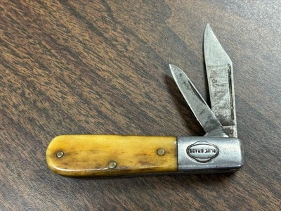 Hermoso Cuchillo Barlow Vintage Manejo Hueso Hierba Azul 2 Hojas - Camillus Camco Foto 1 de 4