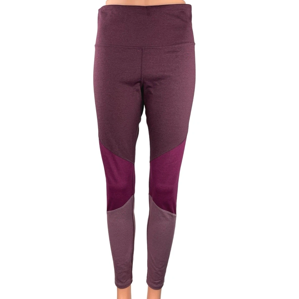 Antiguo Azul Marino Púrpura Bloque de Color Cintura Alta Ropa Activa Fitness Yoga Leggings Pantalones L Foto 1 de 4