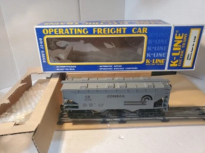 Vintage 1989 K-Line K-7110 Conrail Operating Hopper Car Covered 2 Bay CR 7110 OB - Image 1 of 4