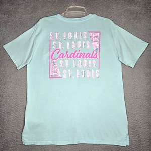 St. Louis Cardinals Mint Green Pink Floral Logo T Shirt Women's Large - Majestic - Picture 1 of 10