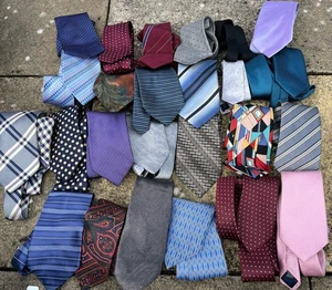 Mens Lot of 25 mens silk ties faults range of brands crafts material upcycle 002 - Picture 1 of 11