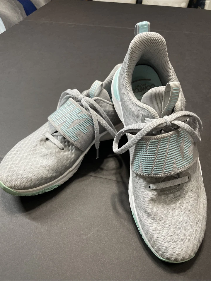 Women’s Nike Renew Shoes. Comfort Footbed. Size 8.5. Light Grey And Blue. - Image 1 of 4