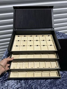 Vintage Black Jewellery Box -4 Layers , Earrings, Necklaces - Picture 1 of 15