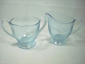 Open Sugar & Creamer Set Blue 5098/5298 FOSTORIA   - Picture 1 of 2