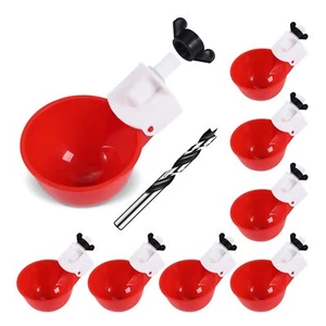 Chicken Waterer Cups (8 Pack/Red) - DIY Automatic Large Chicken Water Feeder ... - Picture 1 of 7
