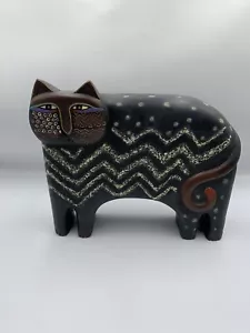 Vintage 1999 Laurel Burch Katze schwarz Chevron Figur Statue Modell Ornament - Bild 1 von 11