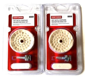 2 CRAFTSMAN 3PC 3" SOFT METAL BUFFING WHEEL PAD COMPOUND & MANDREL SETS 935790 - Picture 1 of 1