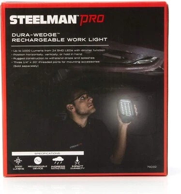 New Steelman Pro Dura-Wedge 1000 Lumen Mobile Rechargeable LED Work Light 79232 - Image 1 of 4