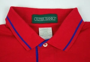 Vintage polo Shirt Outer Banks Size S/M 90s Red polo with Blue Trim Grunge - Picture 1 of 6