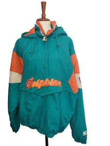 Vintage Starter Miami Dolphin Quarter Inch Zip With Pullover Jacket Size XL - Picture 1 of 12