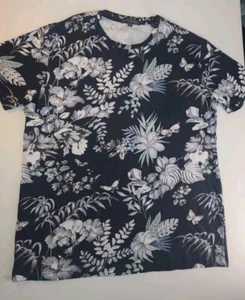Slate & Stone Blue Floral Butterfly Cotton T-shirt AOP Size Men's Large NWOT 05 - Picture 1 of 9