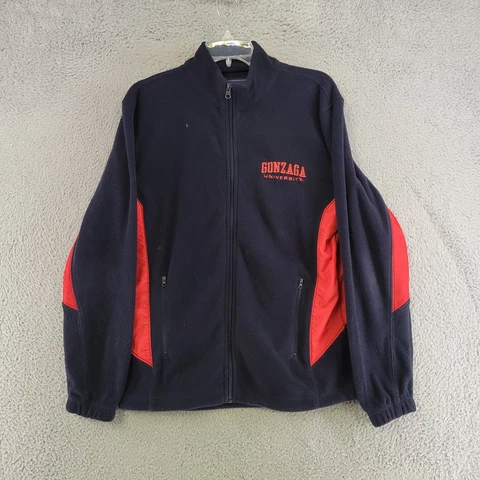 Gonzaga Bulldogs Fleece Jacket Mens L Large Dark Blue Full Zip Mock Neck Pockets Cover