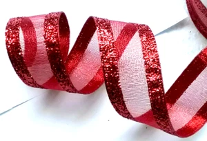 Christmas Bright Red 1.5" by 5 yd Sheer Wired Ribbon Metallic Edges Nice & Stiff - Picture 1 of 4