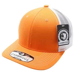 ⭐️PB222 Orange White Cambridge Pit Bull Trucker Hat Mesh Curved Bill New - Picture 1 of 3