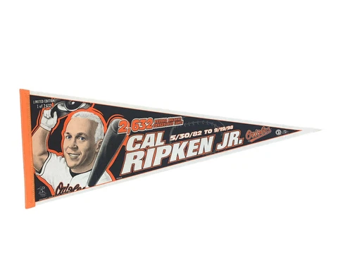 Vintage 1998 Cal Ripken Jr. Baltimore Orioles Consecutive Games Pennant (1/2632) Cover