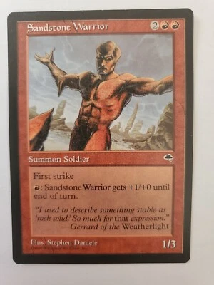 MTG Magic The Gathering Card Sandstone Warrior Summon Soldier Red Tempest 1997 - Image 1 of 2