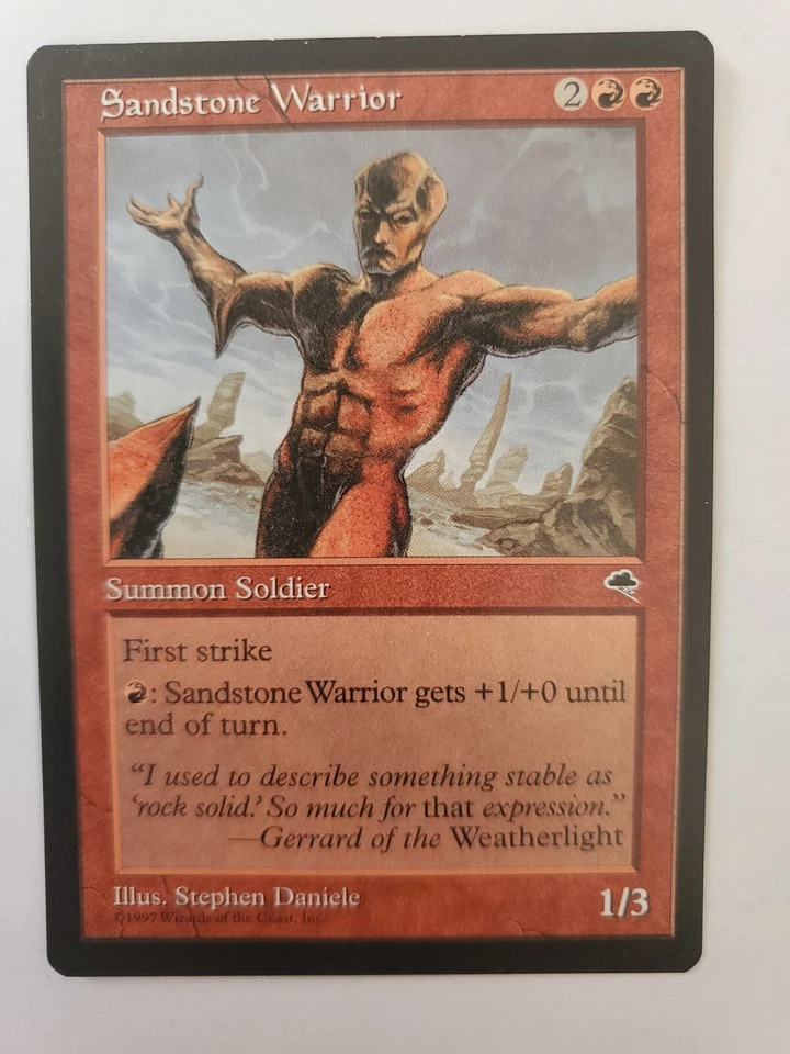 MTG Magic The Gathering Card Sandstone Warrior Summon Soldier Red Tempest 1997 - Image 1 of 2