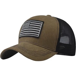 Pale Green, American Flag Embroidered Baseball Cap US Flag Hat Adjustable - Picture 1 of 2