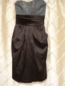 Mystic Brown w/Lace Top & Tie Waist Strapless Short Dress Sz S EUC - Picture 1 of 1