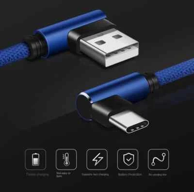 USB C Type To USB Sync Charger Cable Top Quality (Fast Charging) 90° Degree - Image 1 of 4