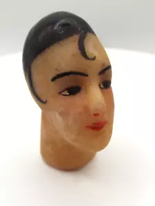Rare Vintage Half Doll Genre Wax Pierrot Head Pin Cushion small Boudoir Doll - Picture 1 of 8