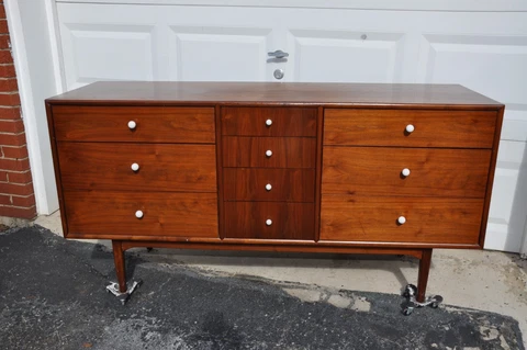 Kipp Stewart for Drexel Declaration Ten Drawer Mid Century Dresser Credenza Cover