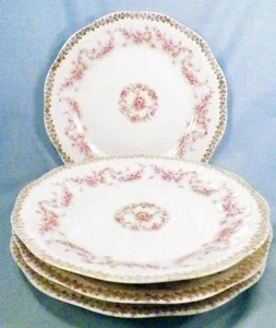 4 Orleans Salad Plates Z S & Co Bavaria Pink Roses Gold Flowers Porcelain ZSC32 - Picture 1 of 6