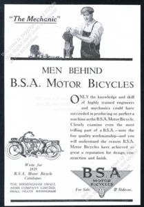 1919 BSA motorcycle motor bicycle art UK vintage print ad - Picture 1 of 7