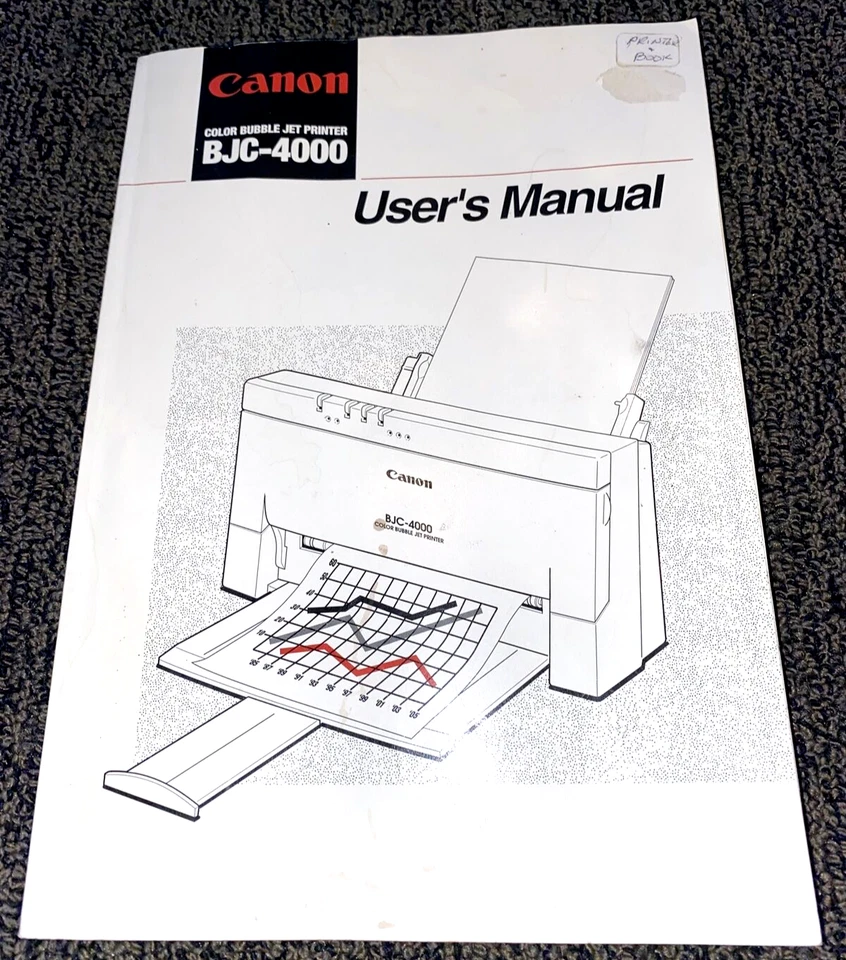 Canon BJC-4000 USER MANUAL ONLY for Color Bubble Jet Printer  - Image 1 of 2