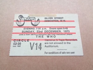 The Who 1973 Sundown Club, Edmonton Concert Ticket - Imagen 1 de 1