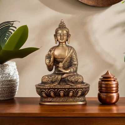 Brass Lord Blessing Gautam Buddha Idol Statue Figurine Home Decor - Image 1 of 4