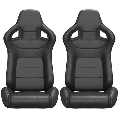 2 Pcs Universal Racing Seats w Sliders & Headrest Bucket Seats for Suzuki Cars - Image 1 of 4