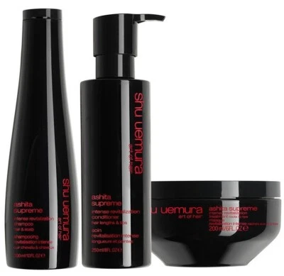 Champú Shu Uemura Ashita Supreme 10 OZ, acondicionador 8,5 oz y máscara 6,8 oz nuevo en caja Foto 1 de 4