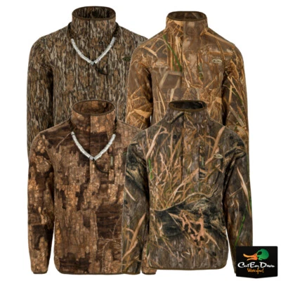 DRAKE WATERFOWL MST CAMO CAMP FLEECE 1/4 PLACKET PULLOVER  - Image 1 of 3