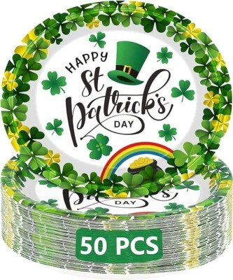50 PIEZAS Platos de Cena Desechables Verdes Grandes Ovalados Día de San Patricio Foto 1 de 4