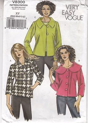Chaquetas Vogue 8300 Variaciones Collares Mangas Costura Patrón Tallas 8-18 Foto 1 de 3