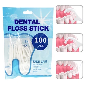 100Pcs Dental Floss Tooth Oral Interdental Brush Teeth Stick Toothpick Flosser - Picture 1 of 9