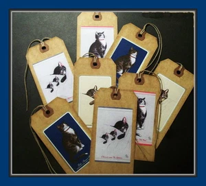 CHESSIE KATZE PRIMITIVE HÄNGEETIKETTEN - ACHT STÜCK - VINTAGE STIL - Bild 1 von 4
