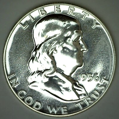 1956 Franklin Silver Proof Half Dollar Coin Fifty Cent 50c COIN as seen in photo - Image 1 of 2